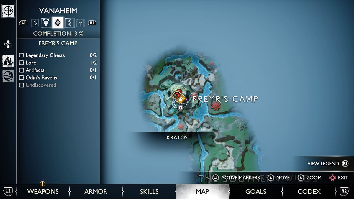 Una mappa di Vanaheim in God of War Ragnarok