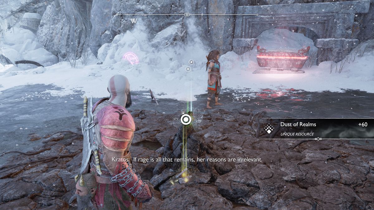 Kratos rivendica il bottino da un Draugr Hole in God of War Ragnarok