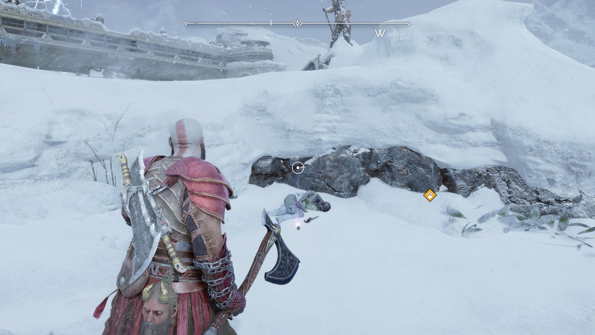 Kratos si prepara ad afferrare un artefatto in God of War Ragnarok