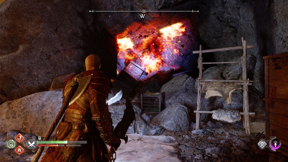 Kratos accende un braciere in God of War Ragnarok