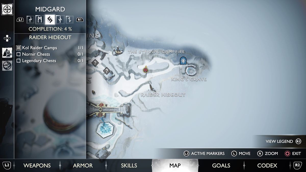 Una mappa di Midgard e del Lago dei Nove in God of War Ragnarok