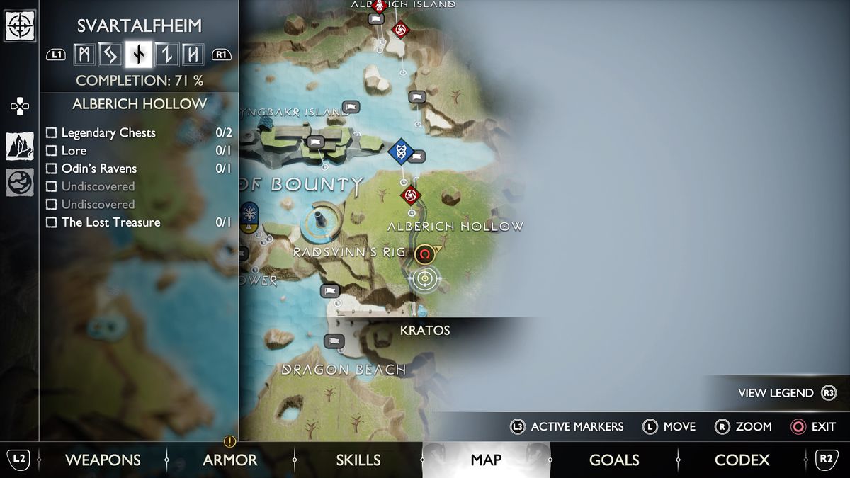 La mappa di God of War Ragnarok mostra la posizione del secondo Seme Muspelheim a Svartalfheim.
