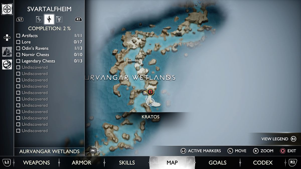 Una mappa di Svartalfheim in God of War Ragnarök