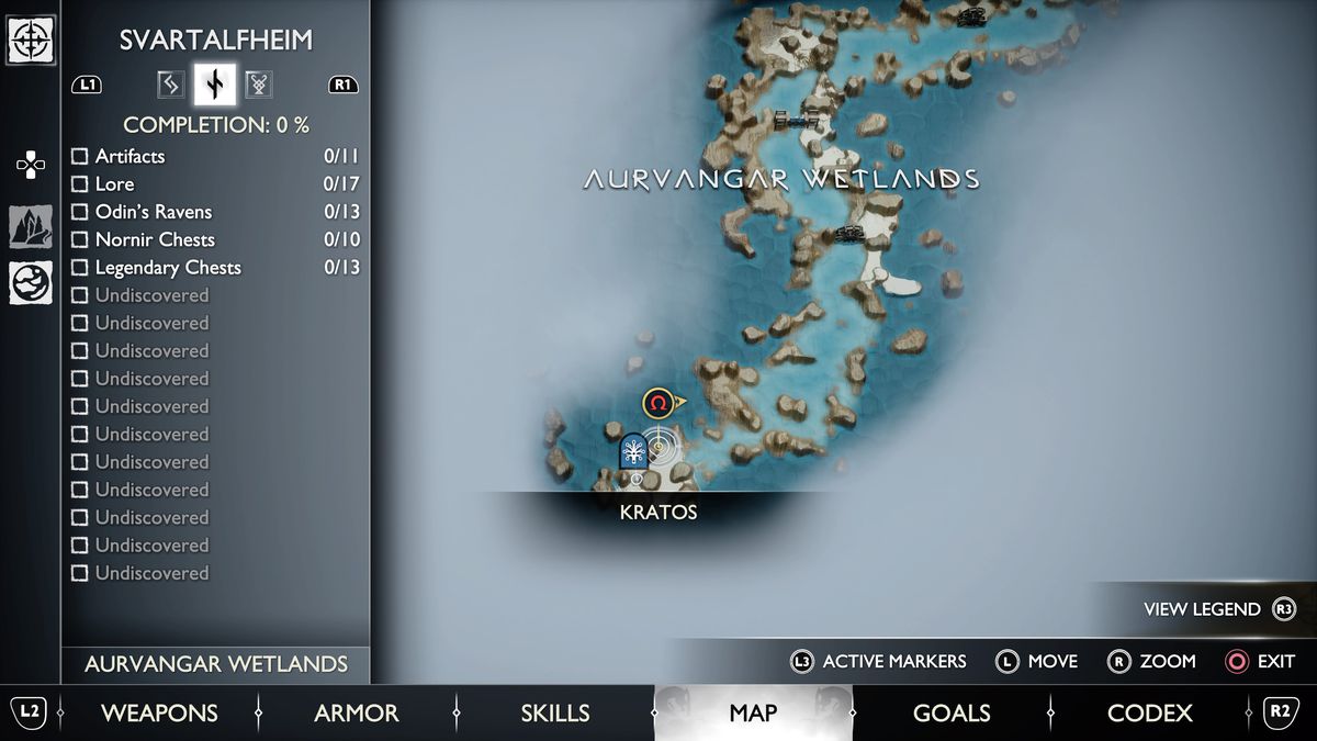 Una mappa di Svartalfheim in God of War Ragnarök