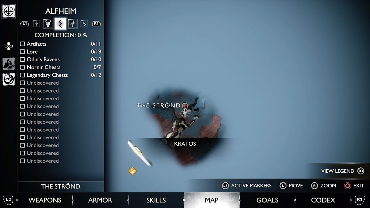 Una mappa di Alfheim in God of War Ragnarok