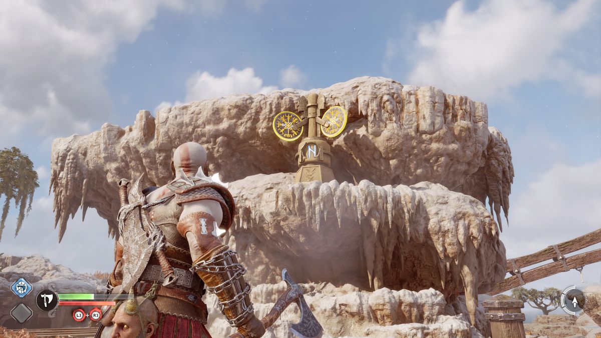 Kratos attiva un interruttore Sigil in God of War Ragnarök