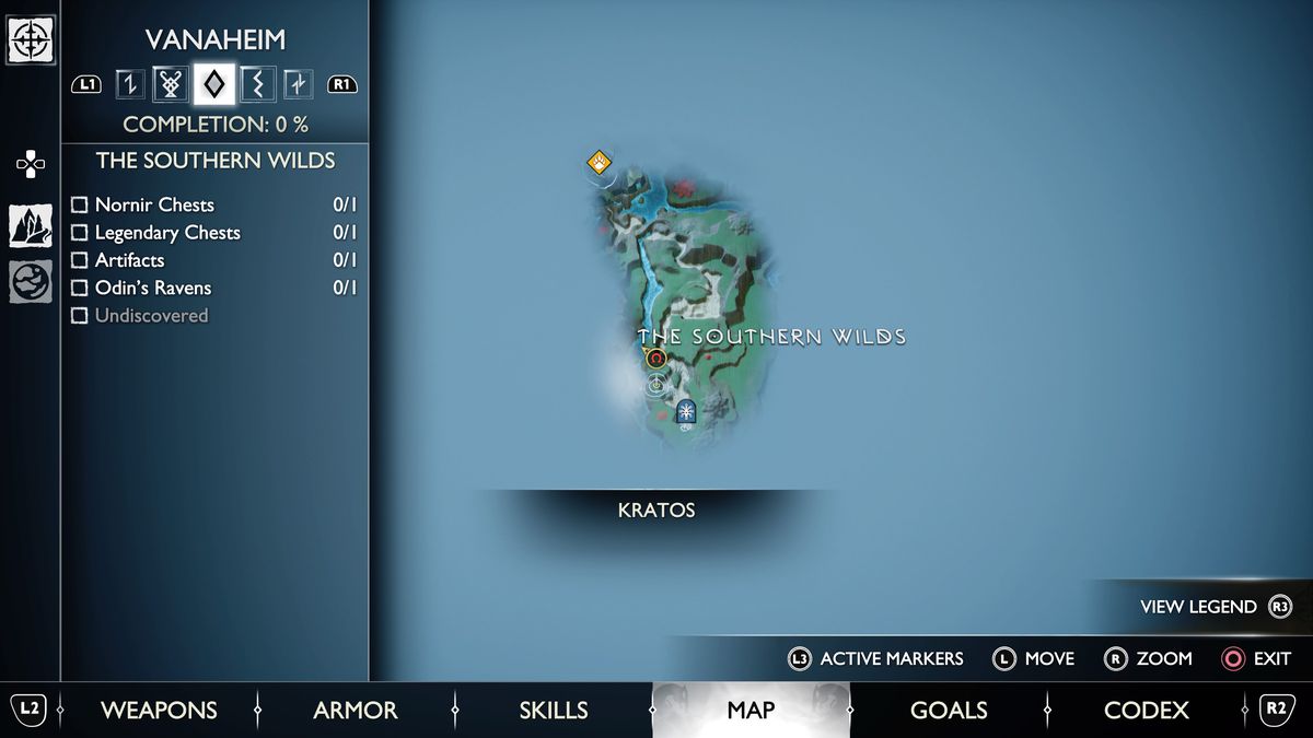 Una mappa di Vanaheim in God of War Ragnarok