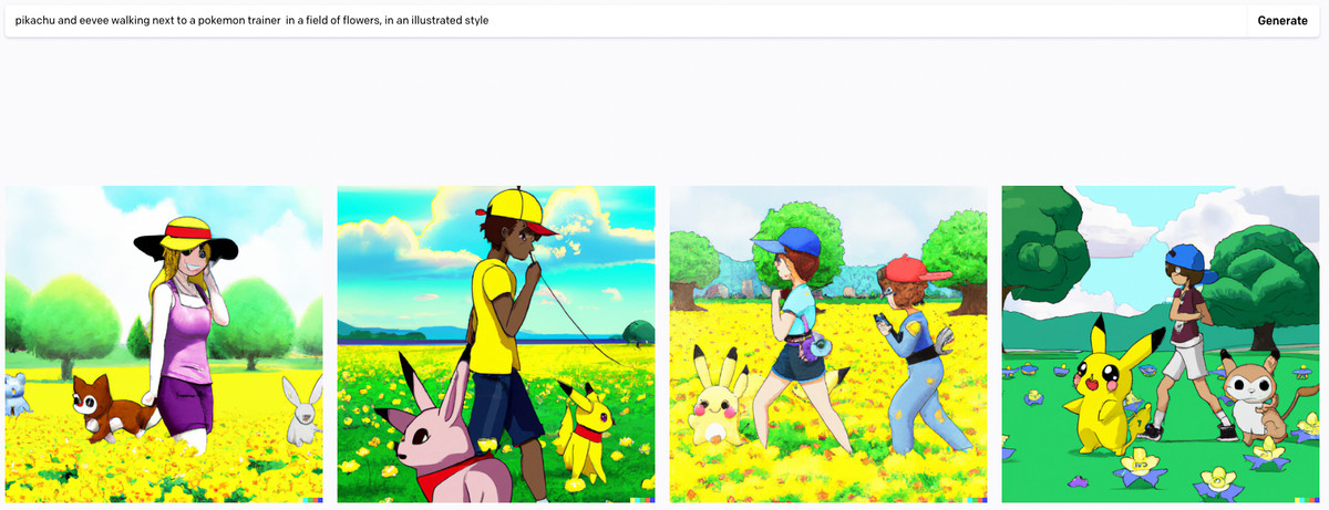 Una serie di quattro immagini generate dall'intelligenza artificiale realizzate dal prompt