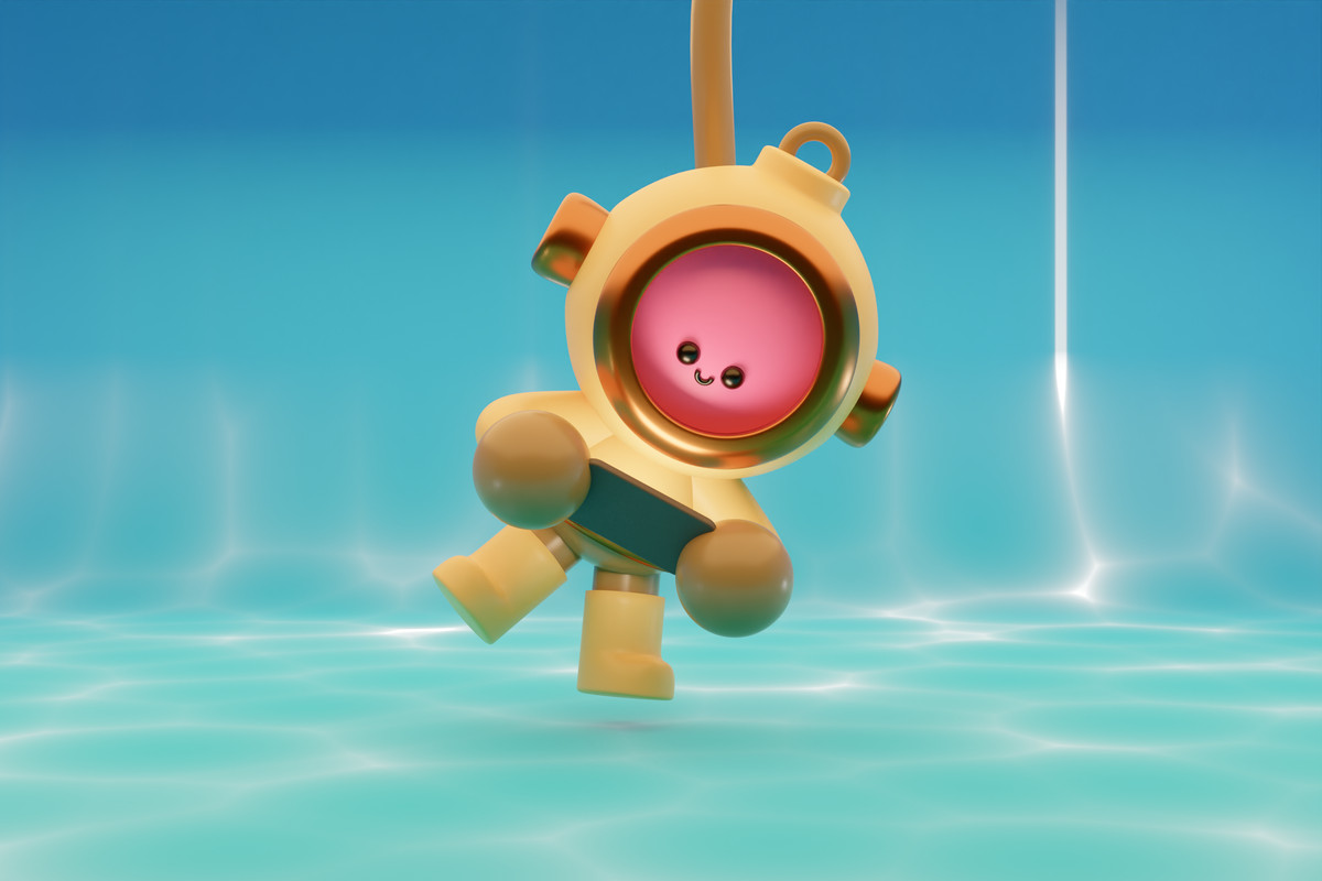 Un'illustrazione mostra un subacqueo che gioca sott'acqua, dimostrando che il cloud ti consente di giocare ovunque