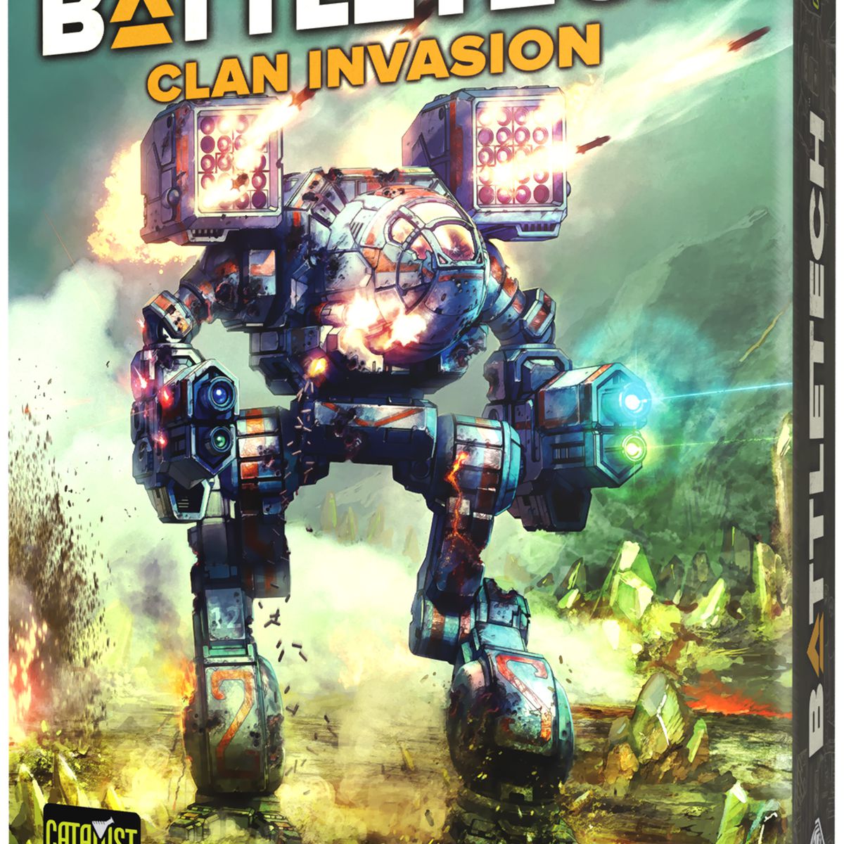 La box art per il cofanetto di Clan Invasion mostra un TimberWolf che si scrolla di dosso un'esplosione di fuoco in arrivo.