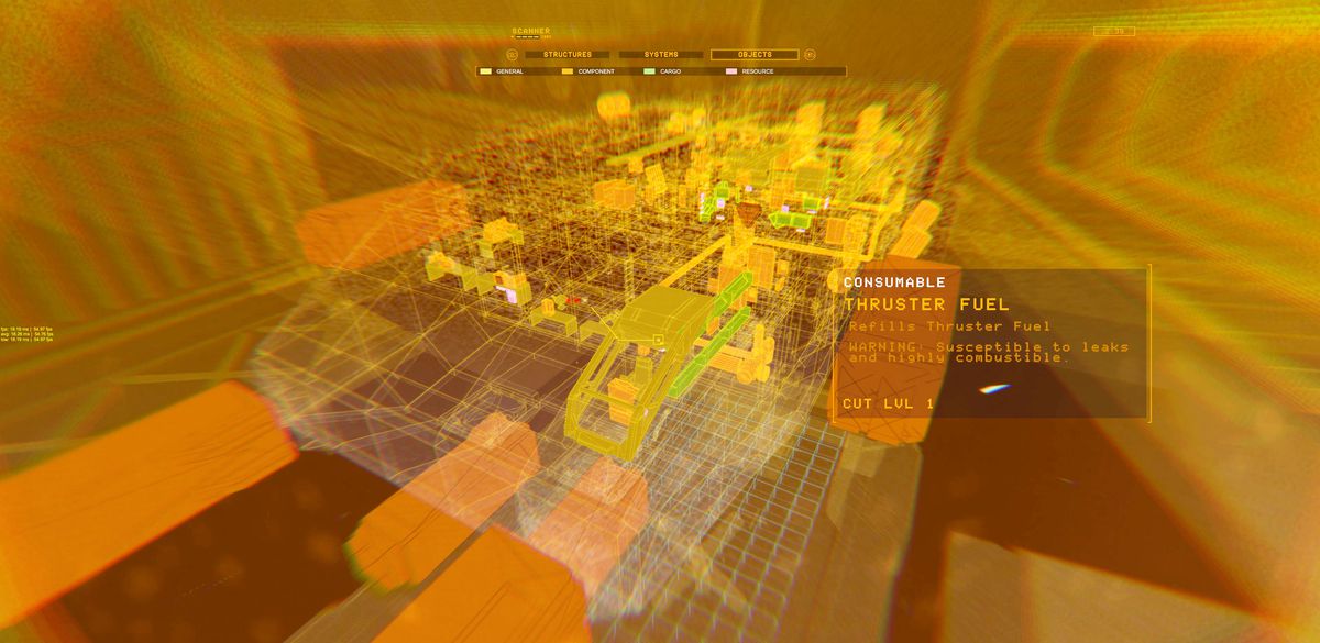 uno sguardo all'interno della struttura di un'astronave abbandonata in Hardspace: Shipbreaker