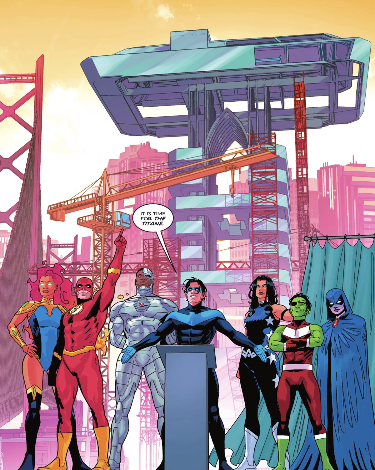 Nightwing è con i Teen Titans davanti al loro quartier generale in costruzione, annunciando che i Teen Titans stanno convertendo la prigione più famigerata di Blüdhaven nel loro nuovo quartier generale in Nightwing # 100 (2023).