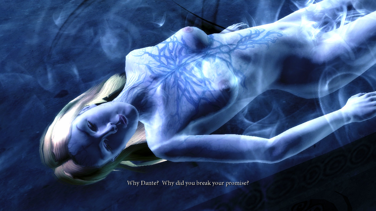 Poco prima di essere rapita da Lucifero, Beatrice completamente nuda lamenta la sua decisione di scommettere sulla fedeltà del marito nei suoi confronti