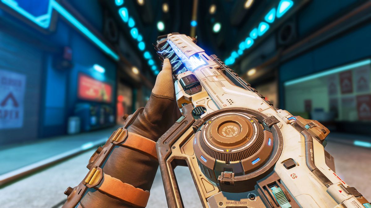 Un'altra vista del nuovo fucile Nemesis nella stagione 16 di Apex Legends