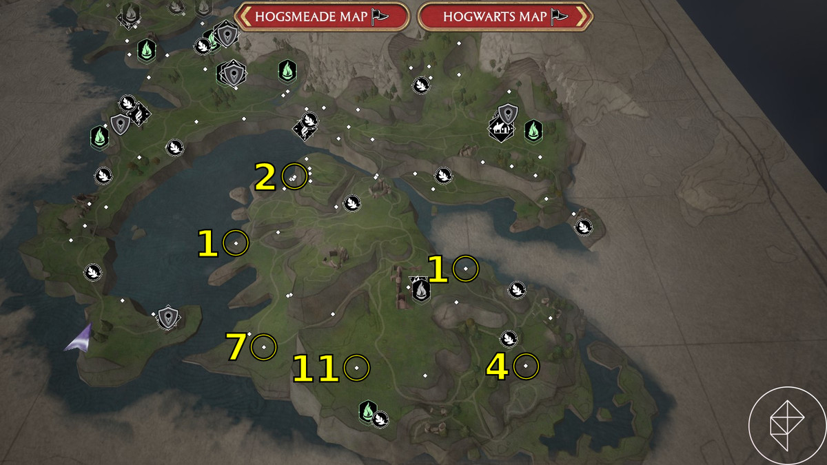 Tutte le tane delle bestie a Clagmar Coast in Hogwarts Legacy