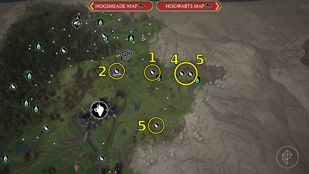 Luoghi del Processo Merlino in Hogwarts Legacy