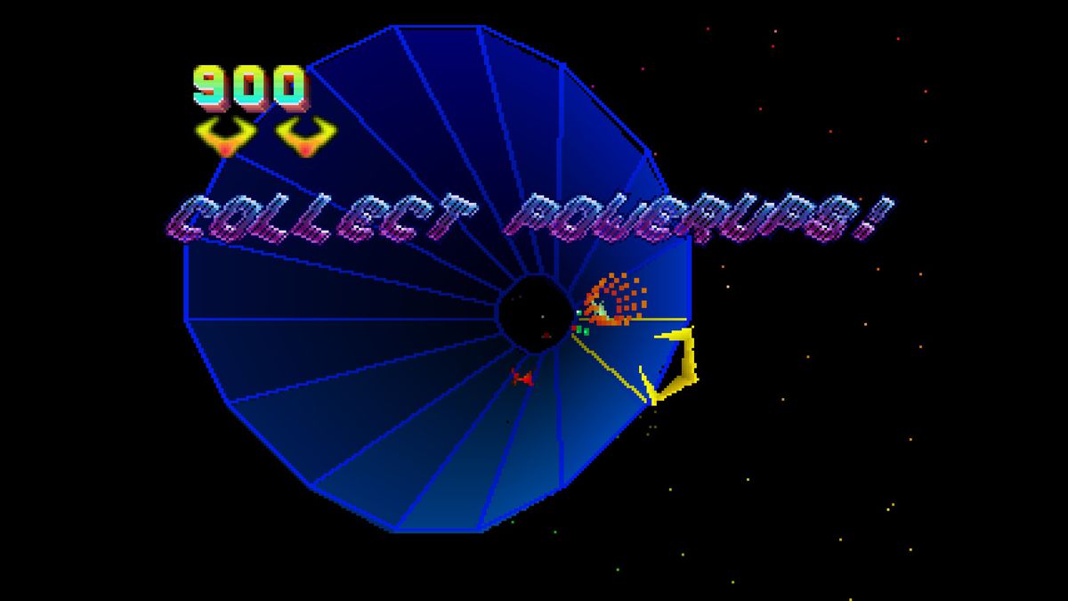 Un dispositivo simile ad un artiglio abbatte il bordo di un tubo in Tempest 2000