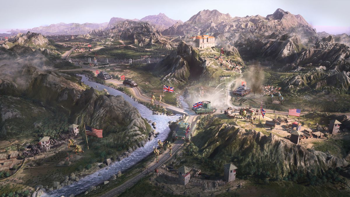 Diverse compagnie alleate manovrano sulla mappa della campagna italiana di Company of Heroes 3