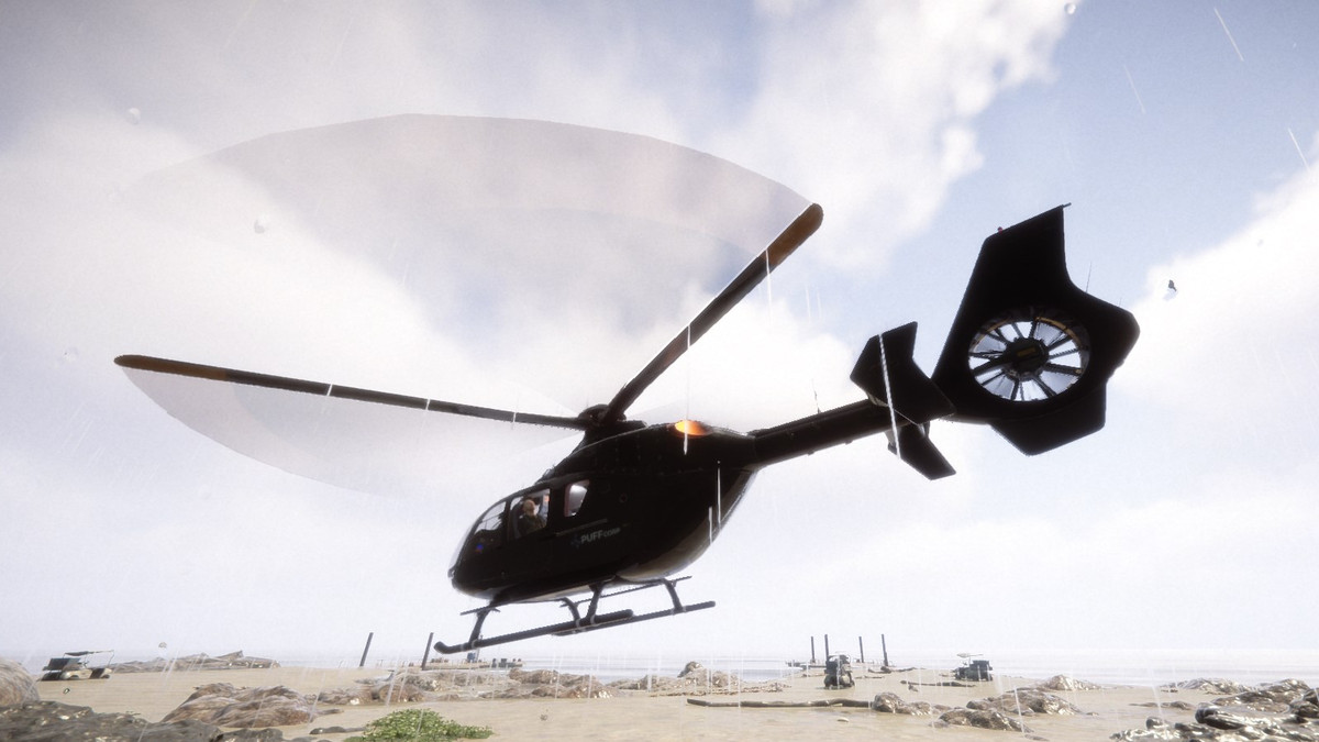 Elicottero che ti lascia indietro su una spiaggia in Figli della foresta