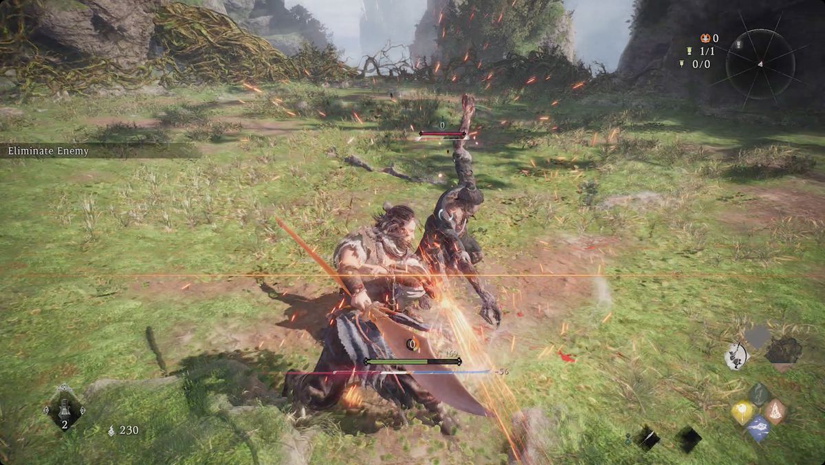 Due guerrieri combattono su un piano erboso in Wo Long: Fallen Dynasty.