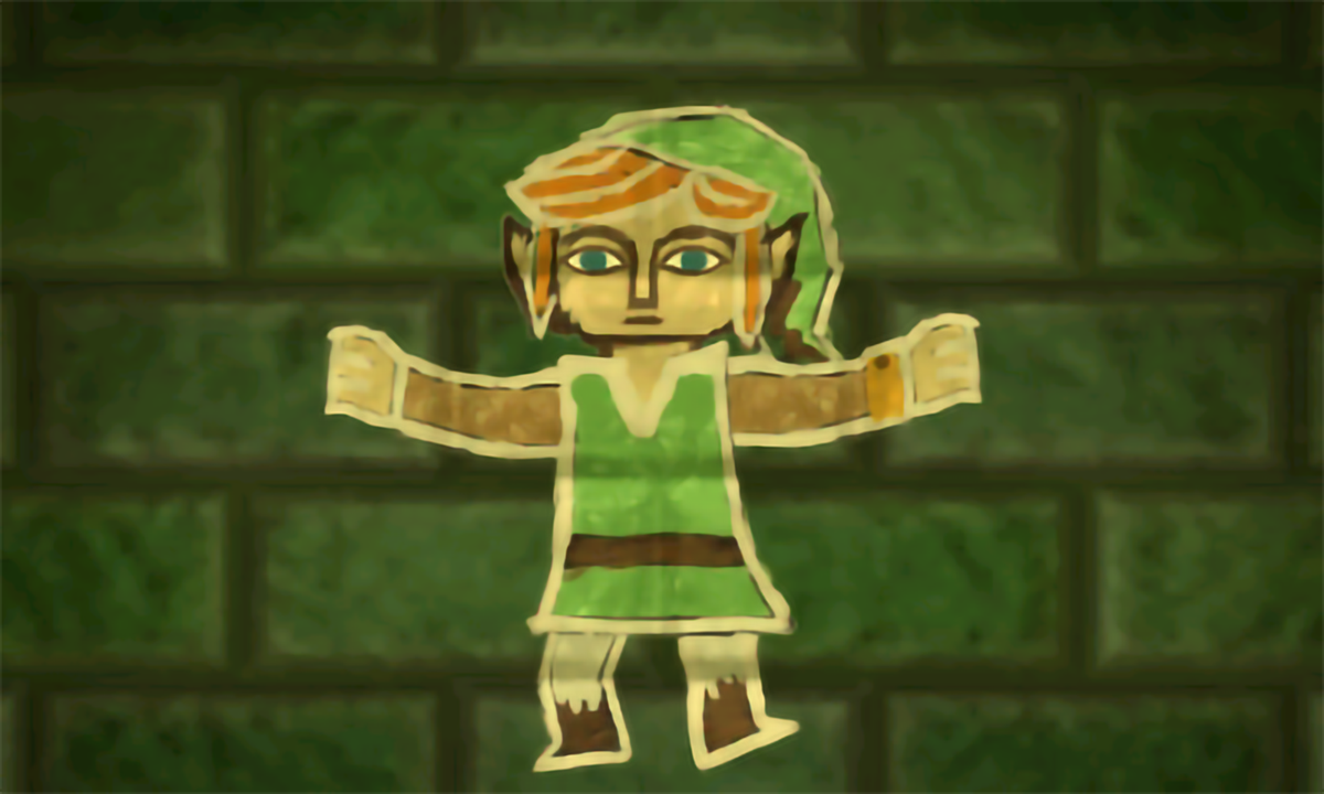 Una versione cartacea 2D di Link da A Link Between Worlds