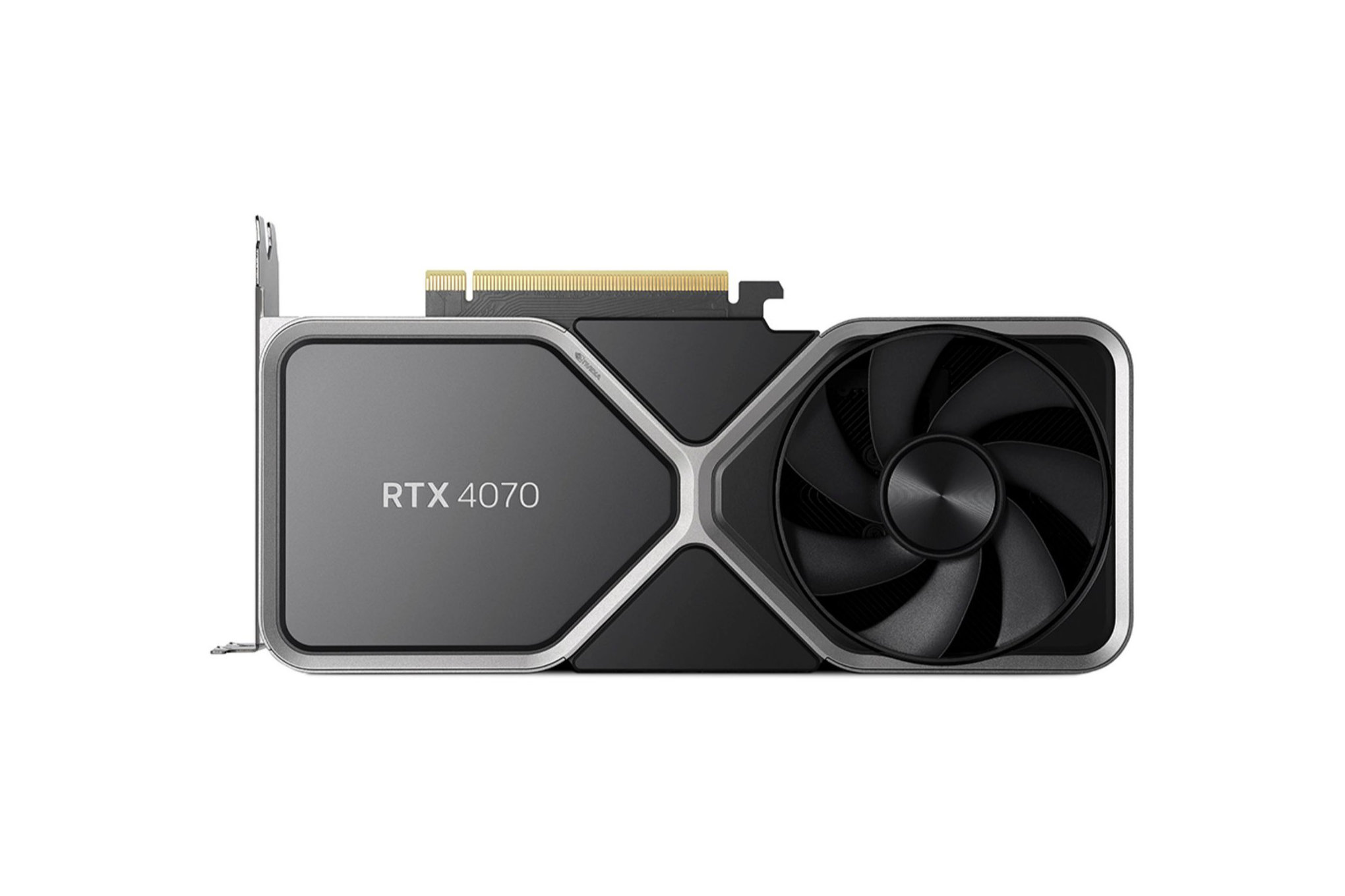 La scheda grafica desktop Founders Edition RTX 4070 con una sola ventola.