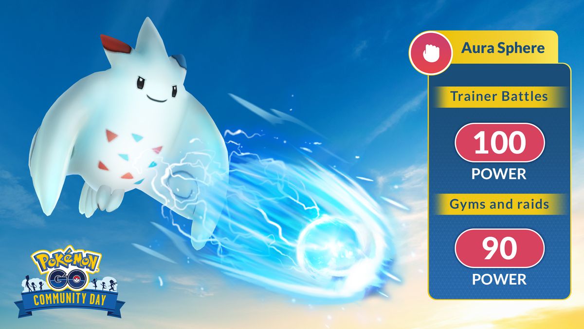 Togekiss esegue la mossa Sfera Aura in Pokémon Go