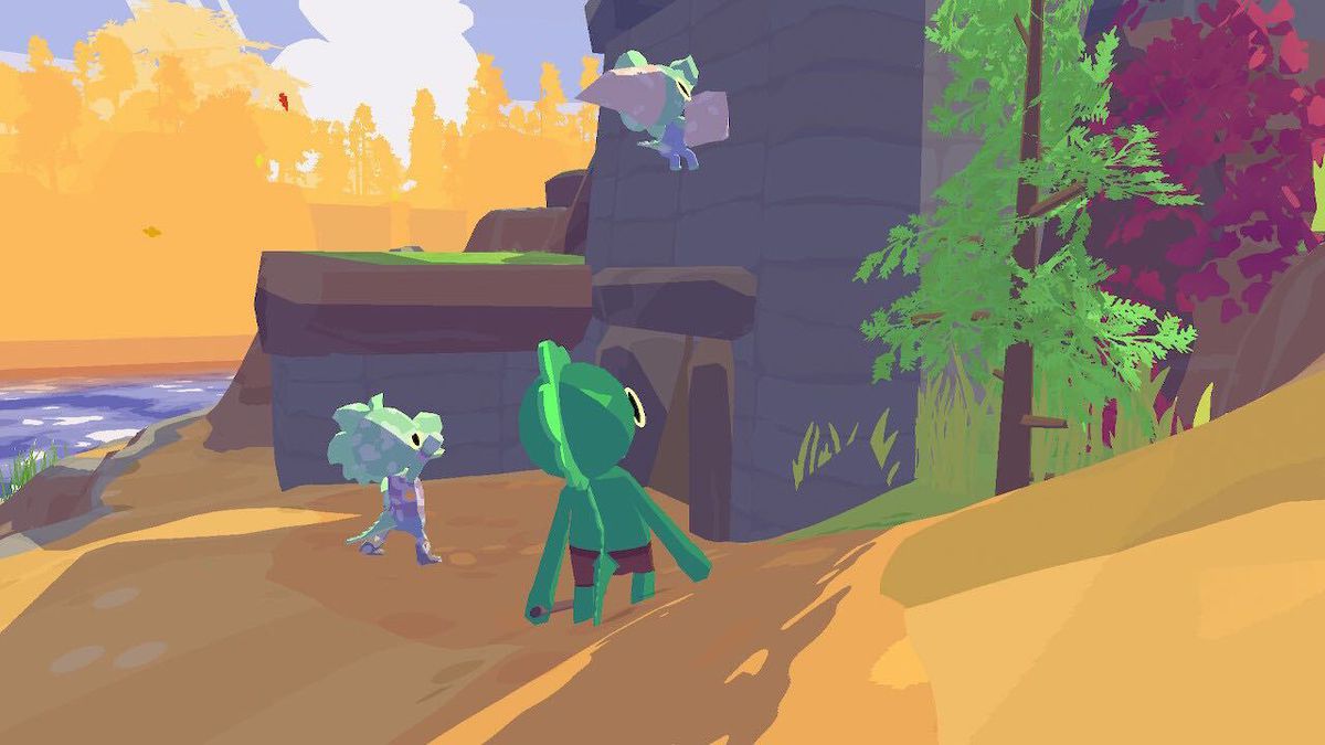 Il personaggio principale dell'alligatore in Lil Gator Game guarda la versione in grigio di se stesso e della loro sorella. Sono ricordi e l'alligatore può interagire con esso per ricordare cosa è successo.