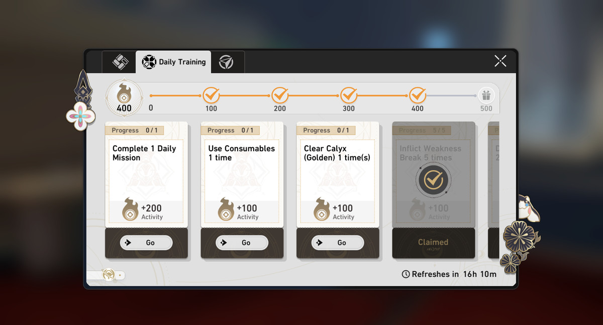 Un elenco di attivitร da completare per guadagnare punti giornalieri in Honkai: Star Rail