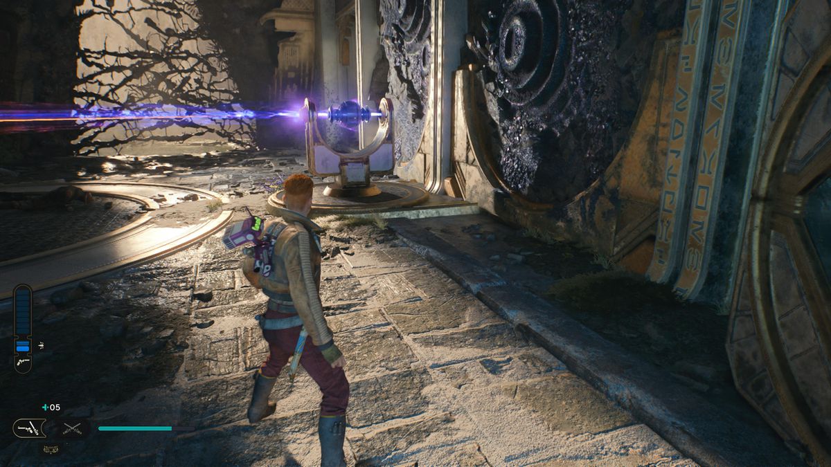 Cal Kestis mette una sfera in un Koboh Tuner Beam in Star Wars Jedi Survivor.