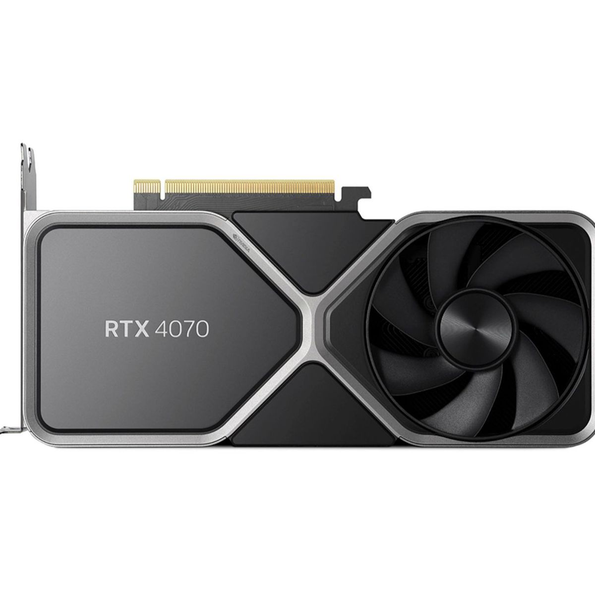 La scheda grafica desktop Founders Edition RTX 4070 con una sola ventola.