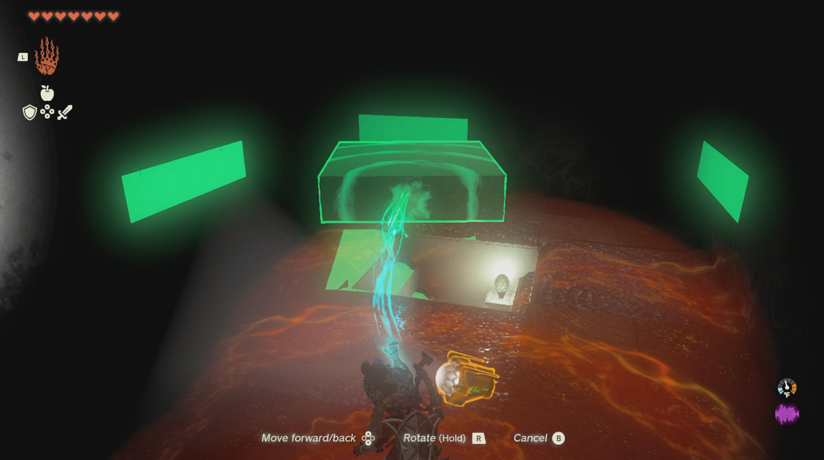 Sollevare un pannello dal pavimento per rivelare una cassa in Zelda: Tears of the Kingdom