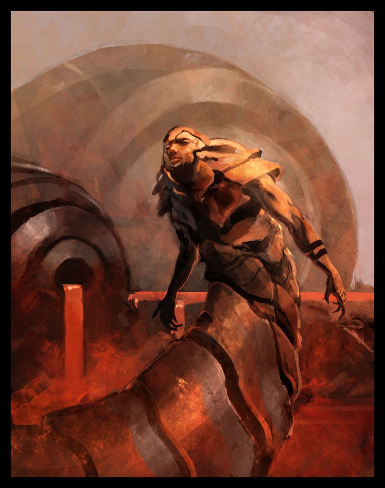 La copertina della versione francese del 1981 di God Emperor of Dune mostra un dipinto stilizzato di un uomo con un'armatura chitinosa sopra la testa, le spalle e il busto e la parte inferiore del corpo di un verme, che giace in un bagno fumante di un fluido rosso sangue