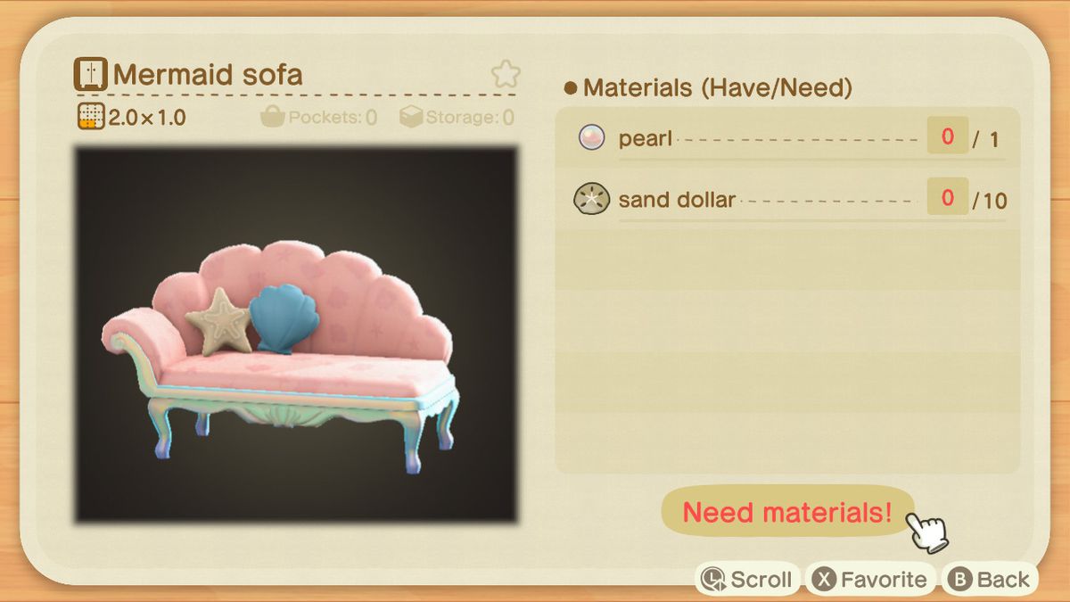 Una ricetta di Animal Crossing per un divano a sirena