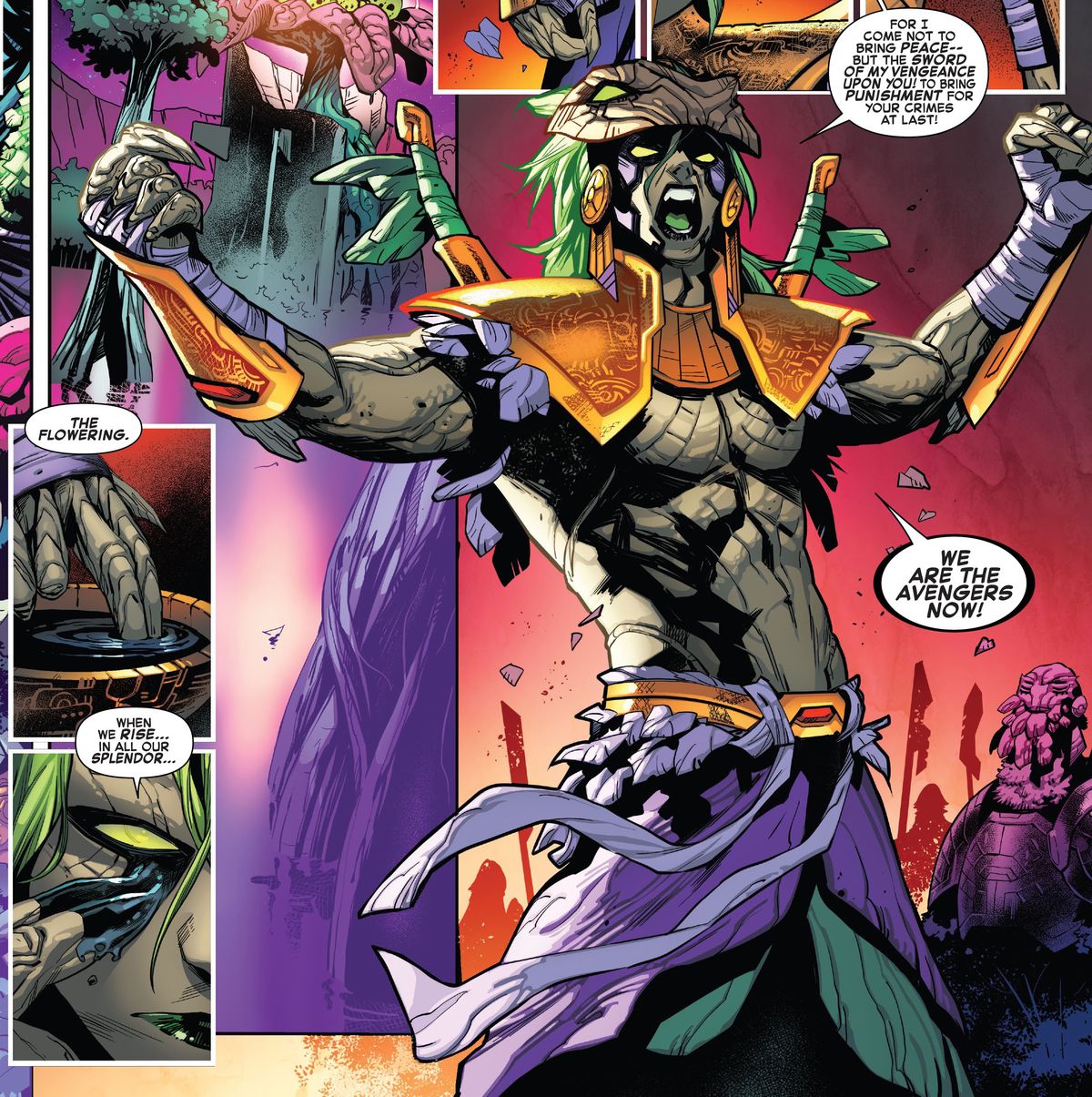 Sequoia dichiara la risoluzione di Cotati di portare la guerra nell'universo in Empyre # 1, Marvel Comics (2020). 