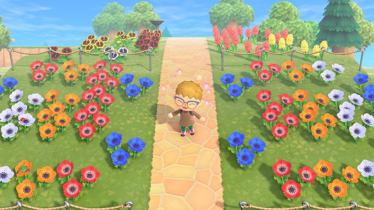 In piedi tra i fiori in Animal Crossing: New Horizons