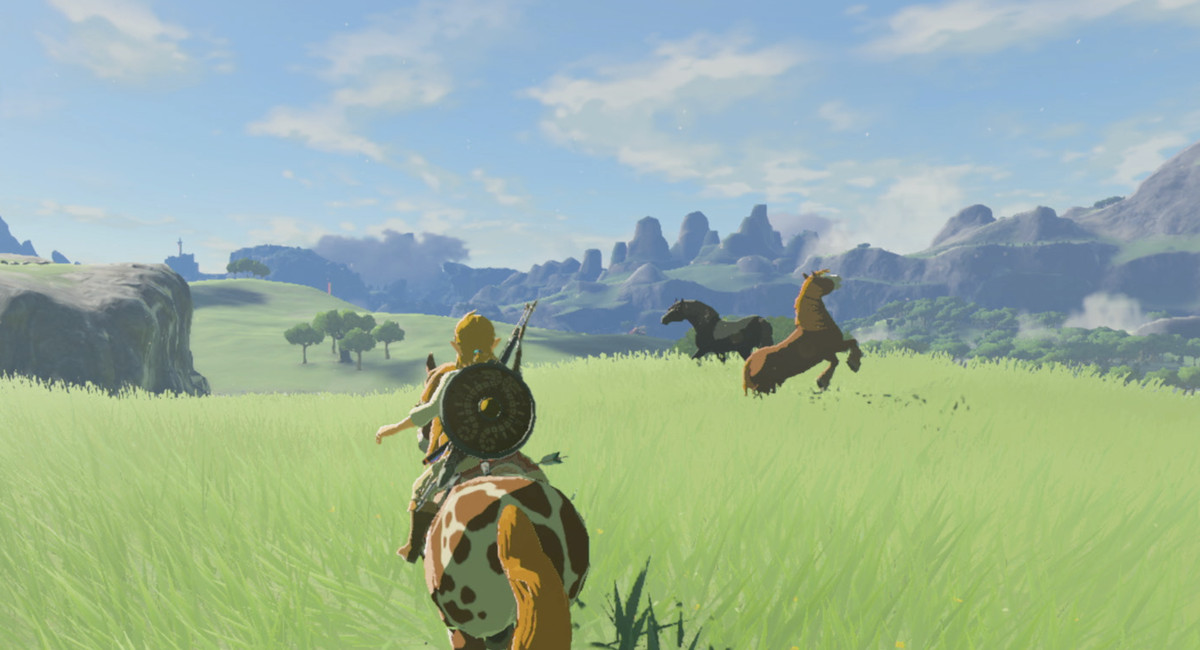 The Legend of Zelda: Breath of the Wild - Link a cavallo verso due cavalli