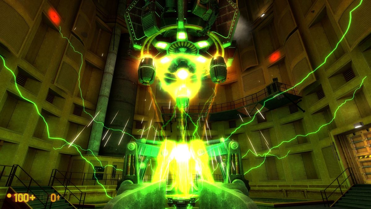 una macchina che brilla di verde in Half-Life: Black Mesa