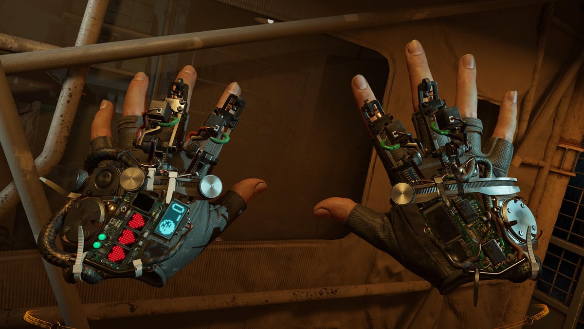 I guanti gravity indossati da Alyx hanno un aspetto futuristico, ma messi insieme