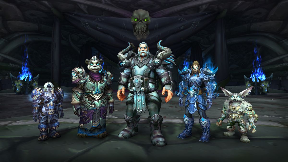 World of Warcraft - un gruppo di Cavalieri della Morte delle Razze Alleate posa ad Acherus