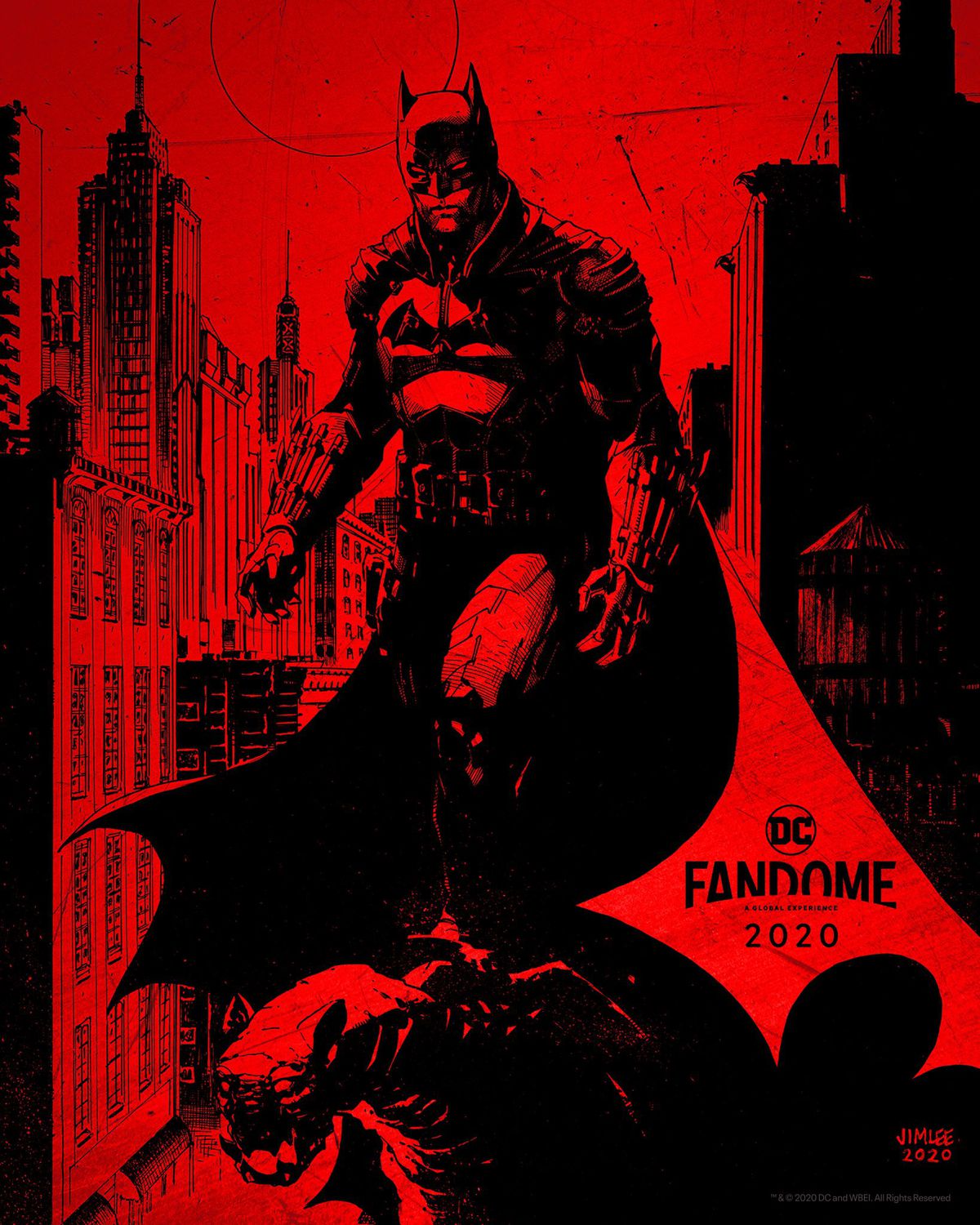 il poster di batman: l'arte originale di jim lee del personaggio riavviato di matt reeves