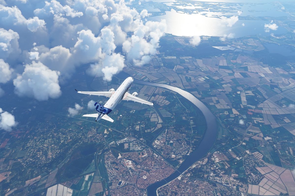 un Airbus A320 sorvola la Francia con Microsoft Flight Simulator