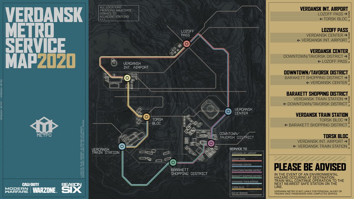 La mappa della metropolitana per Call of Duty: Warzone stagione 6