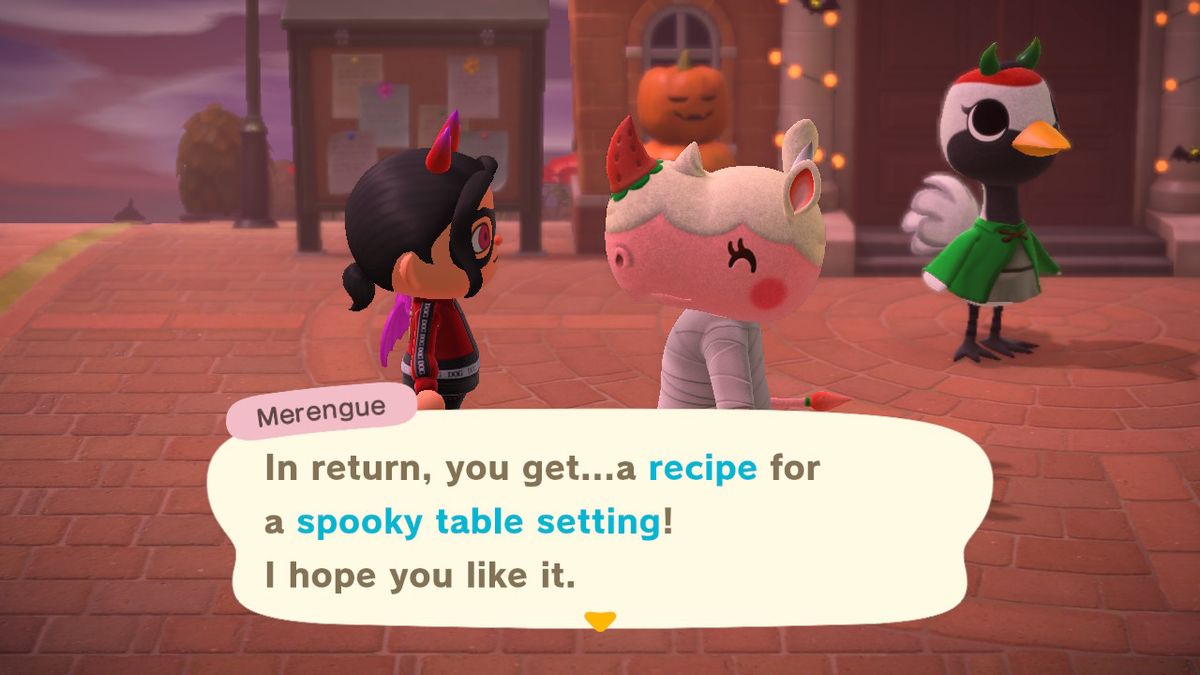 Merengue offre al giocatore una ricetta Spooky Table Setting