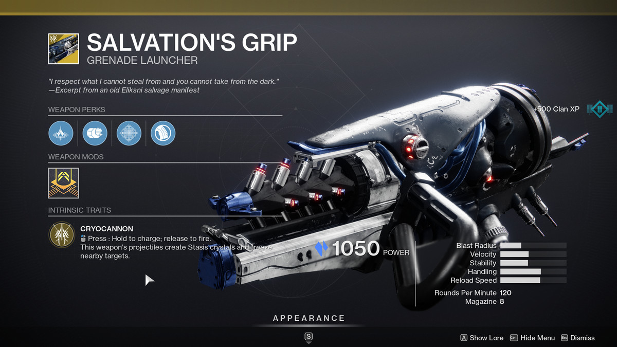 Arma esotica The Salvation's Grip di Destiny 2 