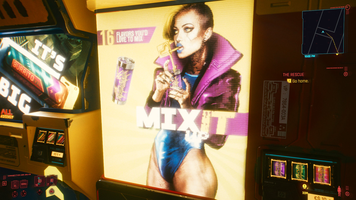 The “Mix It Up” poster in Cyberpunk 2077 displays a sexualized trans model