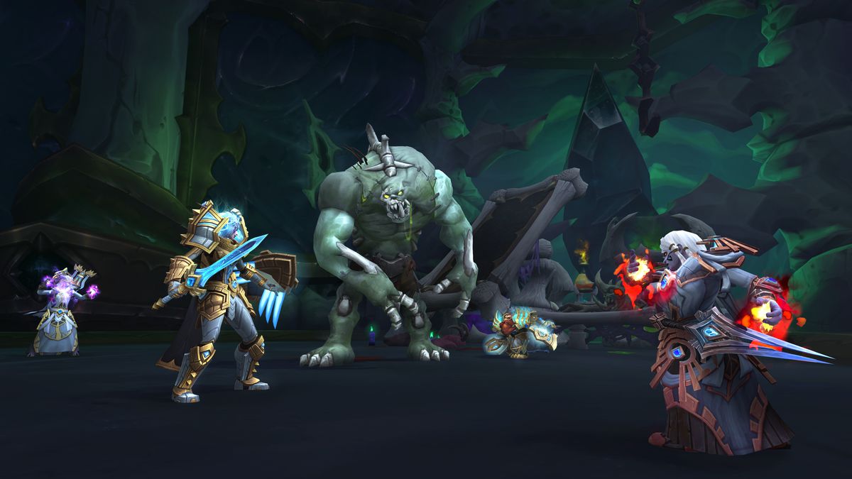 World of Warcraft: un gruppo di avventurieri dell'Alleanza affronta un mostruoso essere non morto in una prigione