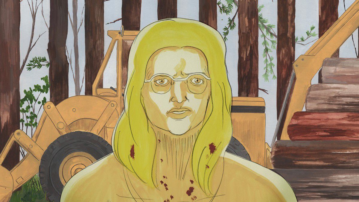 Una donna nuda nel bosco, schizzata di sangue, a Cryptozoo