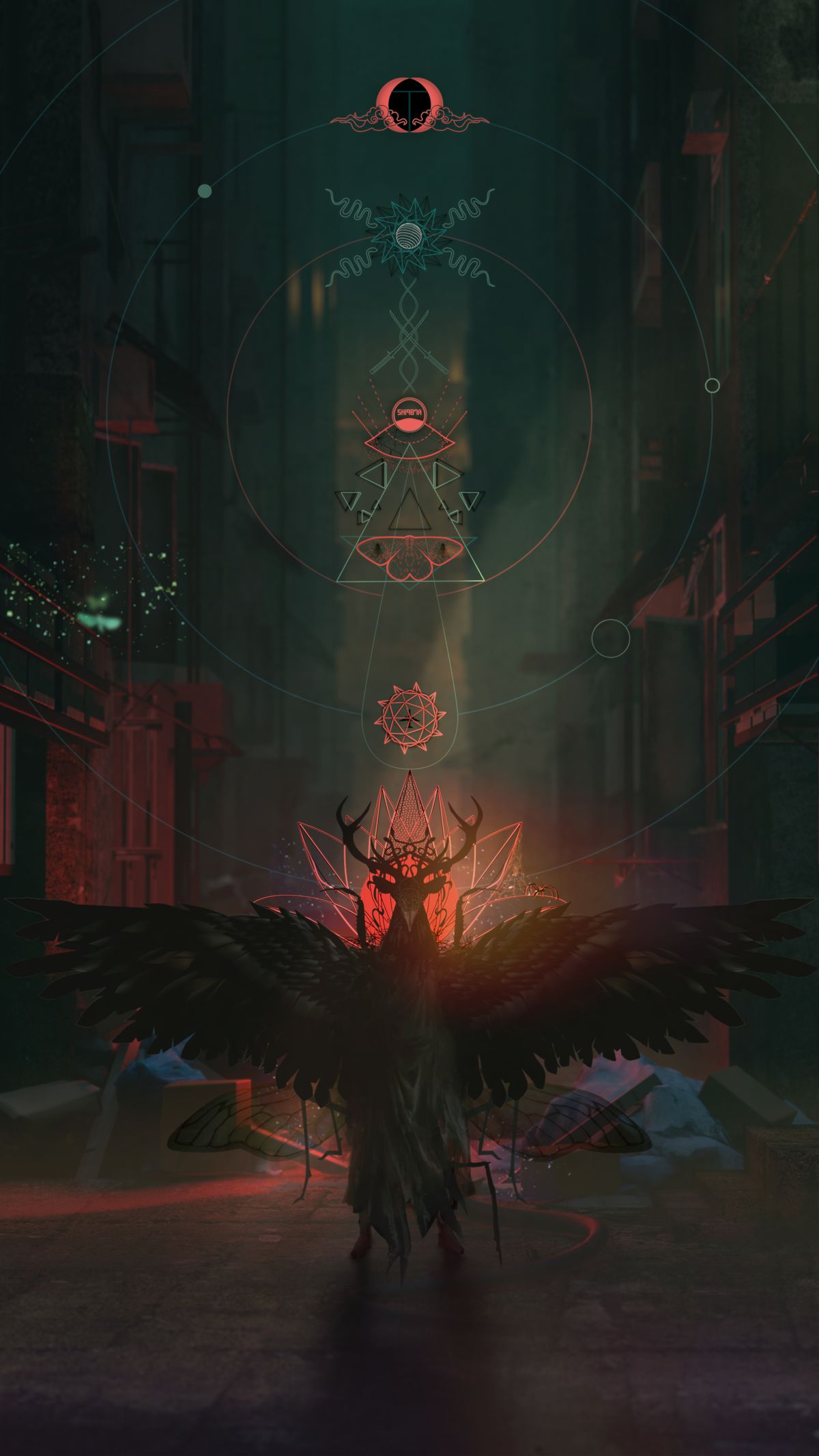 Artwork per un titolo non annunciato da Bokeh Game Studio con simboli occulti e un personaggio con le corna