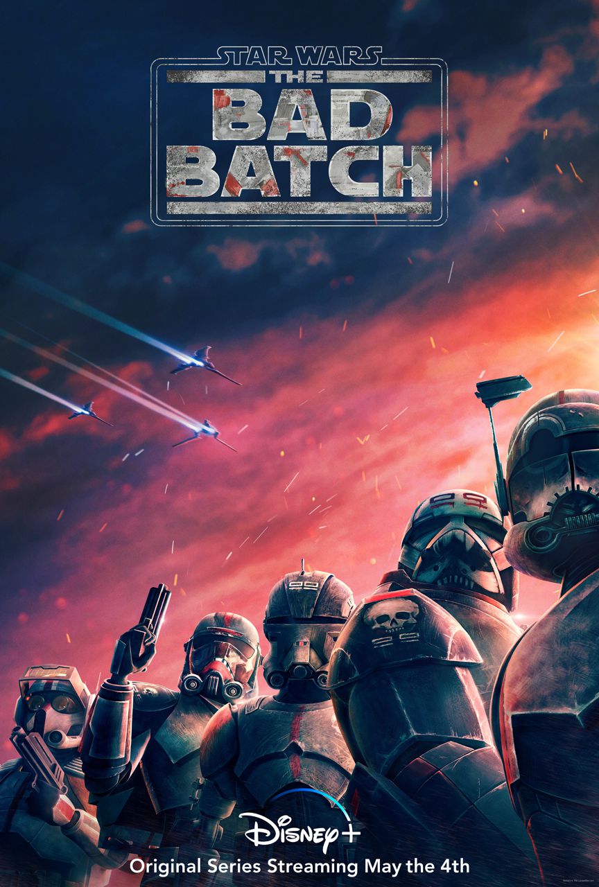 Il poster di Star Wars: The Bad Batch, con i cinque membri del Bad Batch in armatura da clone trooper